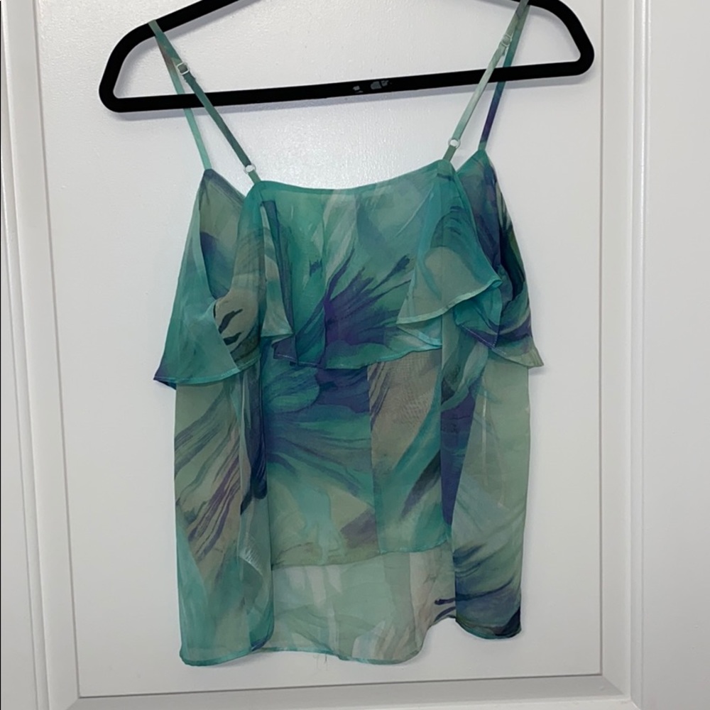 Sheer Flounce Floral Watercolor Cami NWOT - Picture 2 of 3